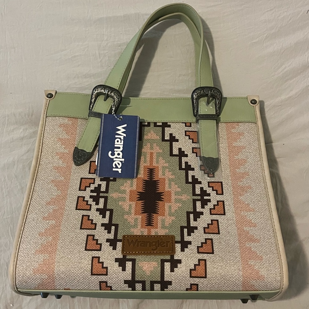 Wrangler Mint Green Southwestern Tote Bag